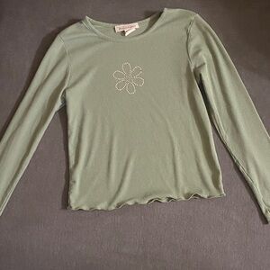 Dreamgirl Long Sleeve Tee with Floral Gem Accent